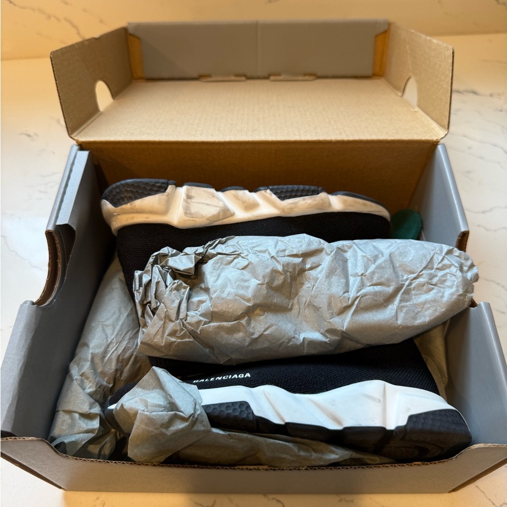 Balenciaga Black and White Athletic Shoes